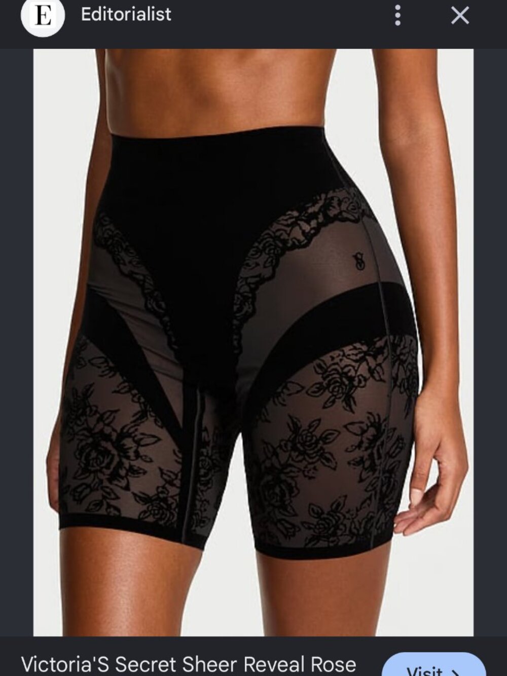 new VICTORIA'S SECRET sheer reveal rose lace shaping shorts s